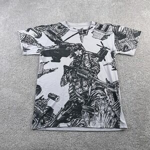 Apprime Shirt Men Small Grey Military Soldier Helicopter Battle War All Over AOP